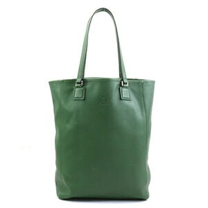 LOEWE Anagram Leather Tote Shoulder Bag Green Silver